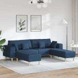 Sofa din material textil cu pernă 3 pcs albastru 208 cm țesătură