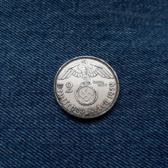 #78 Germania 2 Reichsmark 1939 a, marci germane argint WW2 mark