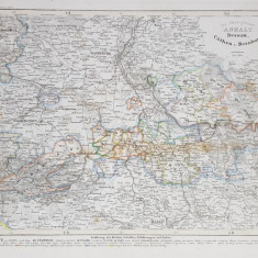 DUCATUL ANHALT DESSAU , COTHEN si BERNBURG , HARTA FIZICA , TERMENII SI DENUMIRILE IN LIMBA GERMANA , GRAVURA , MIJLOCUL SEC. XIX