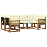 vidaXL Set de canapele de exterior cu pernă 6 pcs Natural și Crem 3382178