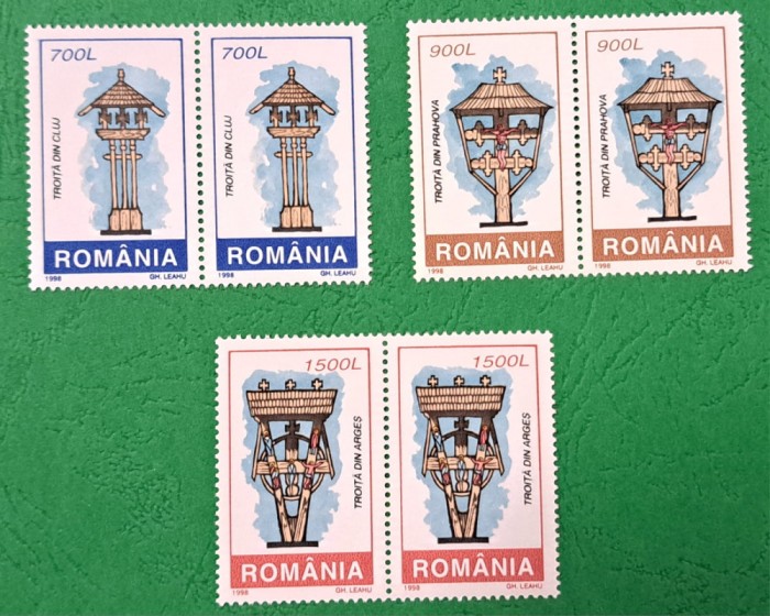 TIMBRE ROMANIA MNH -LP1451/1998 -TROITE -Serie &icirc;n pereche