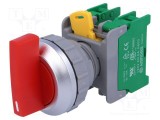 Comutator rotativ 30mm AUSPICIOUS 1 NO x2 roşie IP65 LSR30