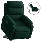 Cumpara ieftin Fotoliu electric rabatabil cu ridicare, verde inchis, catifea