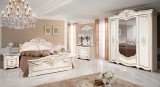Dormitor Complet Alb Modern, MP Julia 4K: Pat 203x209, Sifonier 217cm, Comoda, Oglinda, Noptiere, MDF+PAL