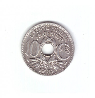 Moneda Franta 10 centimes 1934, stare foarte buna, curata foto