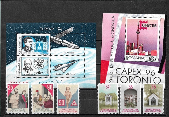 C5581 - lot timbre nestampilate MNH Romania + Liechtenstein