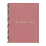 Caiet reciclat Miquelrius ECOPINK Emotions, cu spira, A4, matematica, 80 file, roz