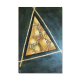 Tablou abstract Triunghi pictat manual, 90x60cm ulei pe panza in relief efect 3D, gata de agatat pe perete