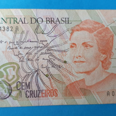 100 Cruzeiros nedatata anii 1980 Bancnota veche Brazilia