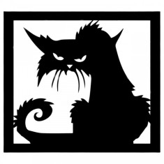 Decoratiune metalica de perete Krodesign Angry Cat, 60 cm, grosime 1.5 mm