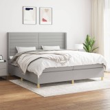 VidaXL Pat box spring cu saltea, gri deschis, 200x200 cm, textil 3132097
