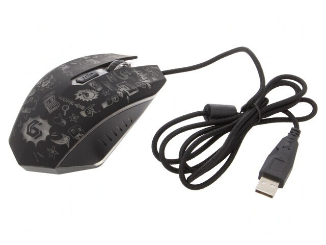 Mouse optic negru USB cu 6 butoane și cablu 1,35m