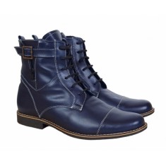 Ghete barbati casual din piele naturala, imblanite, model iarna, bleumarin - GBOND2BL