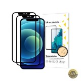 Folie de protectie Ecran WZK pentru Apple iPhone 12 / 12 Pro Sticla securizata Full Glue Set 2 bucati Case Friendly Neagra