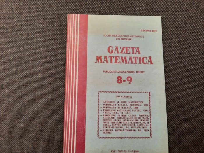 GAZETA MATEMATICA NR 8-9/1990 RF21/2