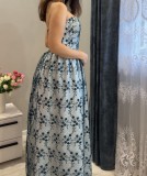 Rochie Elegantă din Tul Brodat - Model Unicat, 36, Albastru