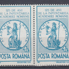 ROMANIA 1991 LP 1259 - 125 ANI INFIINTAREA ACADEMIEI ROMANE PERECHE MNH