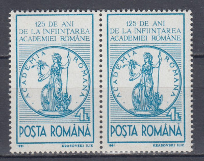 ROMANIA 1991 LP 1259 - 125 ANI INFIINTAREA ACADEMIEI ROMANE PERECHE MNH foto