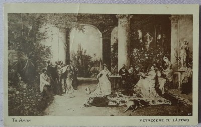 Carte postala, reproducere dupa lucrarea Petrecere cu lautari a lui Th. Aman foto