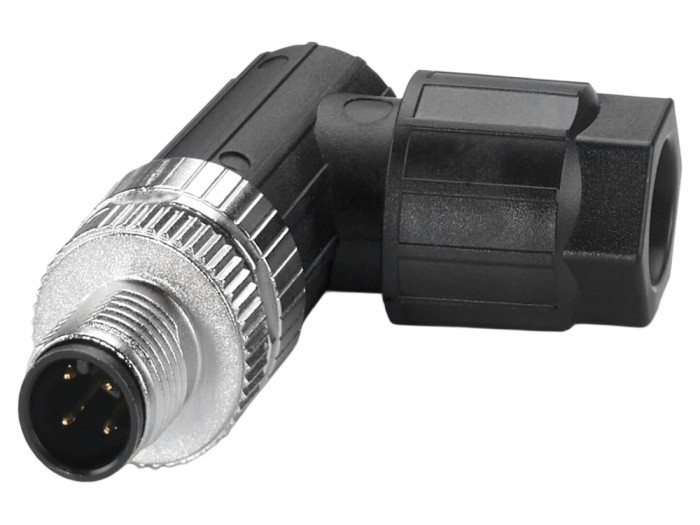 Conector M12 cu 4 pini, IP65, tip push-lock, cod A