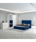 Dormitor Eric Albastru + Comoda 3 Sertare 180x200cm