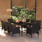VidaXL Set mobilier de grădină cu perne, 9 piese, negru
