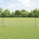 Gard hexagonal vidaXL 0.4x10 m Oțel galvanizat, St&acirc;lpi de gard vidaXL 7 pcs &Oslash;32 mm 80 cm Oțel galvanizat