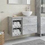 Cumpara ieftin Set dulap baie 2 buc. Gri Beton 79,5 x 35 x 80 cm