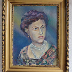 Tablou semnat neconform „Octav B.”- portret de femeie / horă maramureşeană