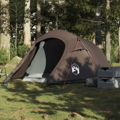 vidaXL Cort de camping tunel pentru 3 persoane, maro, impermeabil