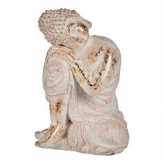 Decoratiune Buddha, Ibergarden, 23x33x26 cm, polirasina, alb/argintiu