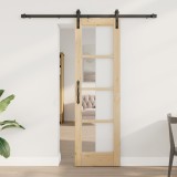 Ușă glisantă vidaXL cu set de accesorii &#039;ORKDAL&#039;din lemn solid și sticlă