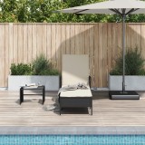 VidaXL Șezlong Negru și crem PE Rattan 157 x 55 x 92 cm