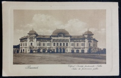Carte Postala, Bucuresti, Edificiul Societatii Functionarilor Publici, 1916 foto