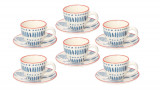 Set 6 cesti de cafea cu farfurii, Metropolis Tirreno, Tognana, 95 ml, ceramica glazurata, multicolor