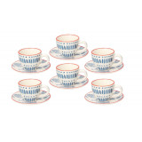 Set 6 cesti de cafea cu farfurii, Metropolis Tirreno, Tognana, 95 ml, ceramica glazurata, multicolor