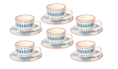 Set 6 cesti de cafea cu farfurii, Metropolis Tirreno, Tognana, 95 ml, ceramica glazurata, multicolor foto