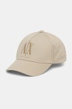 Armani Exchange șapcă de baseball din bumbac culoarea bej, cu imprimeu, XW000957 AF13846