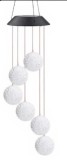 Lampa Solara LED 80cm cu Clopotel de Vant Model cu 6 Globuri de Cristal Lumina
