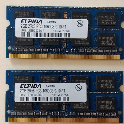 4Gb kit 2 x 2Gb ddr3 1333Mhz PC3-10600s-9-10-F1 Elpida 12luni garantie foto