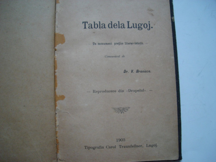 Tabla de la Lugoj - V. Braniste (1903)