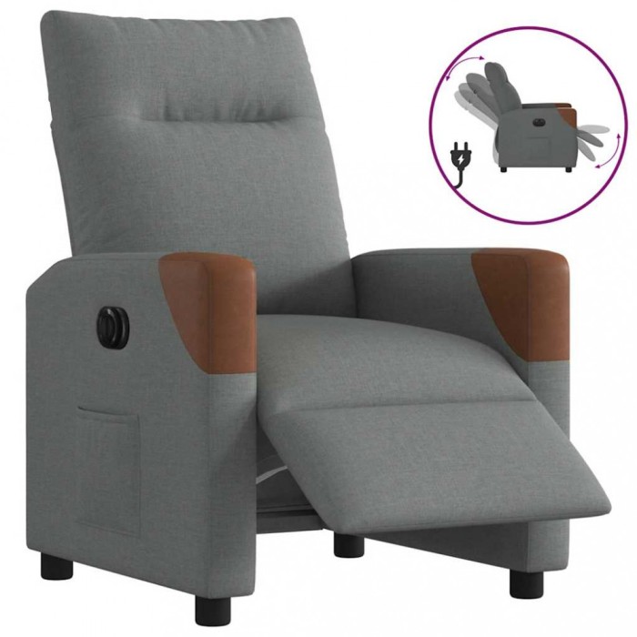 vidaXL Fotoliu rabatabil electric, gri &icirc;nchis, material textil