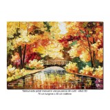 Tablou pictat manual, Podul japonez, 70x50cm ulei pe panza in cutit efect 3D
