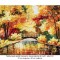 Tablou pictat manual, Podul japonez, 70x50cm ulei pe panza in cutit efect 3D