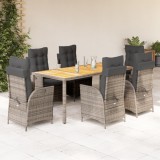 vidaXL Set mobilier de grădină cu perne, 7 piese, gri, poliratan 3213109