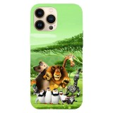 Husa compatibila cu Apple iPhone 15 Pro Max, Viceversa, model Madagascar party , Silicon, TPU, Transparent, Carcasa