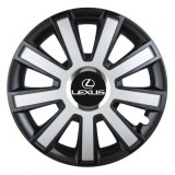 Cumpara ieftin Set 4 capace roti Silver/black cu inel cromat R14 pentru gama auto Lexus, Autohelix MSA