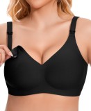Sutien de alăptare fără s&acirc;rmă, cu bureți, pentru sarcină și somn, pentru s&acirc;nii mari &ndash; Negru 3XL