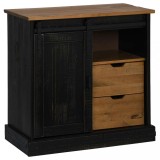 Cumpara ieftin Bufeta HALDEN cu usa glisanta neagra 80x40x80 cm lemn masiv
