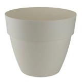 Ghiveci din plastic Gardena Lux, cu suport scurgere, interior / exterior, rotund, vanilie, 20 x 16.5 cm